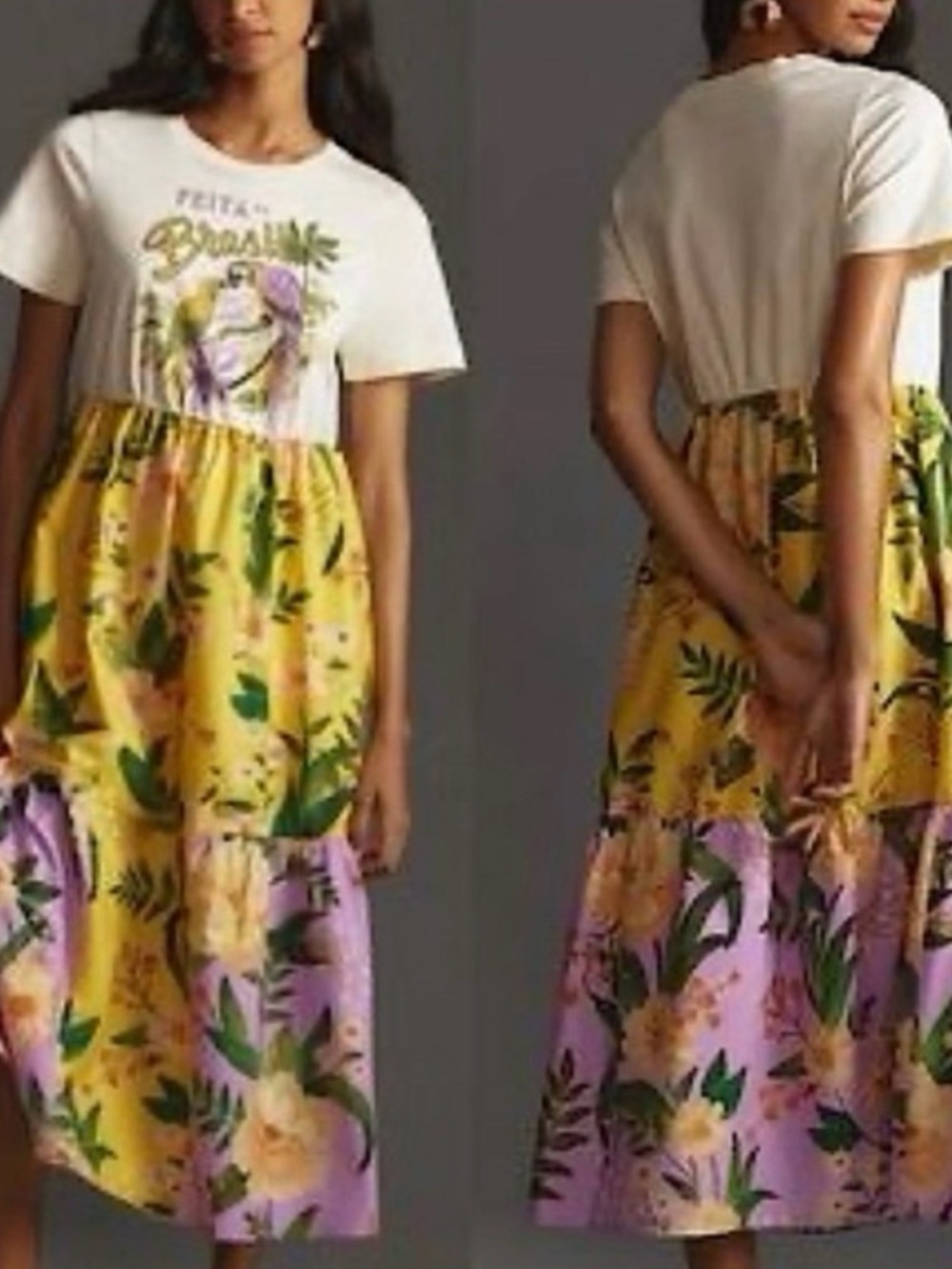 FARM Rio Yellow & Lilac Floral Maxi Dress